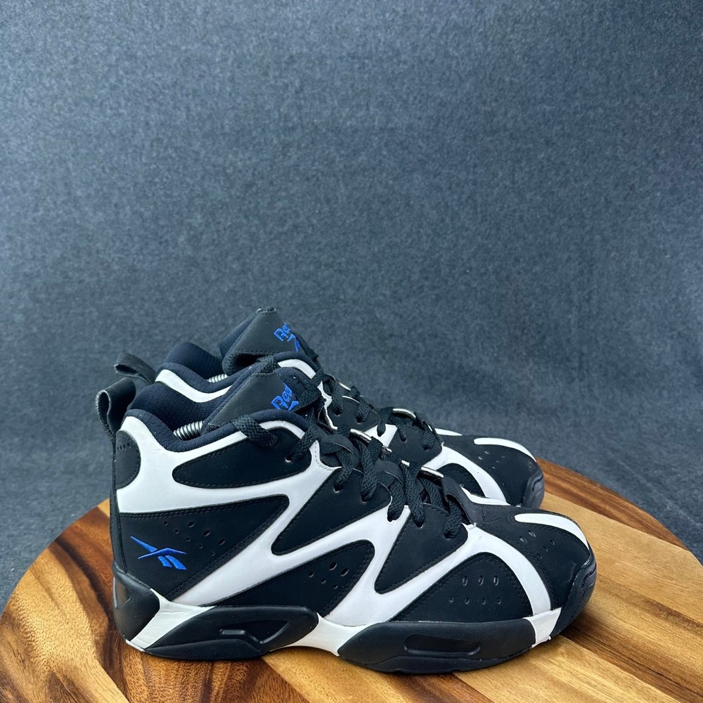 Reebok Kamikaze 1 Mid Mens 8 Black White Blue Basketball Shoes V60359
